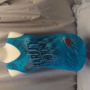 Harley-Davidson Motorcycles Teal v-neck sequin accented women's tank top